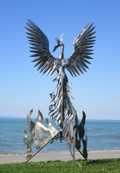 Große Phoenix Garten Skulptur Edelstahl